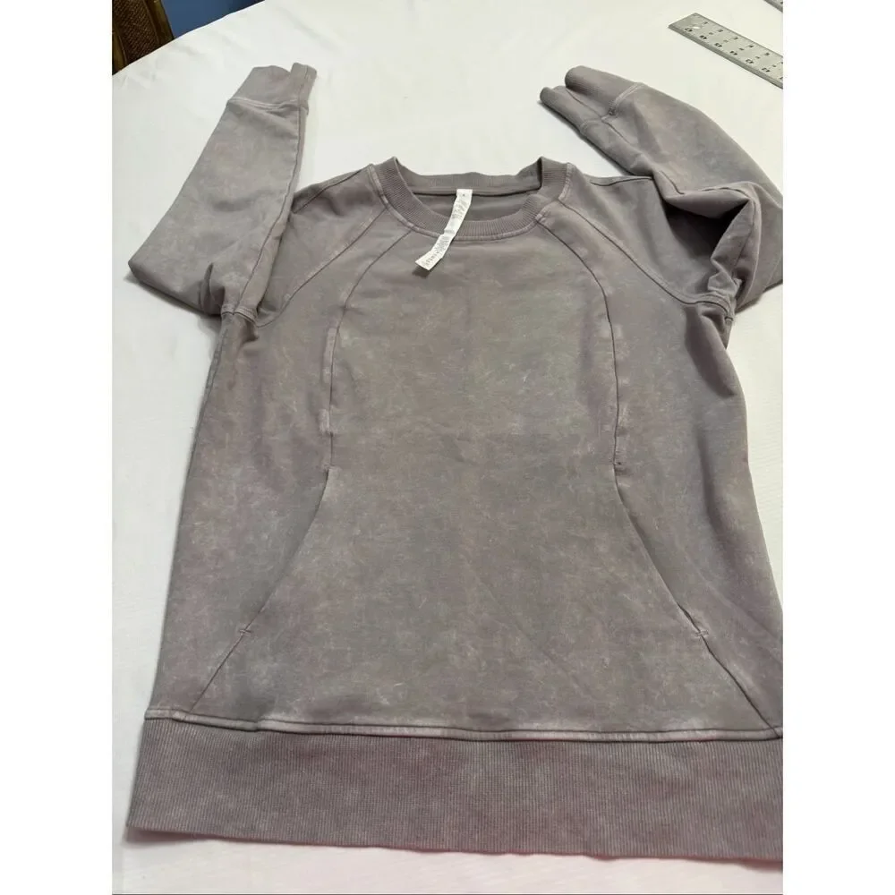 Lululemon Scuba Crew Washed Dark Chrome Grey Sweatshirt Size 8